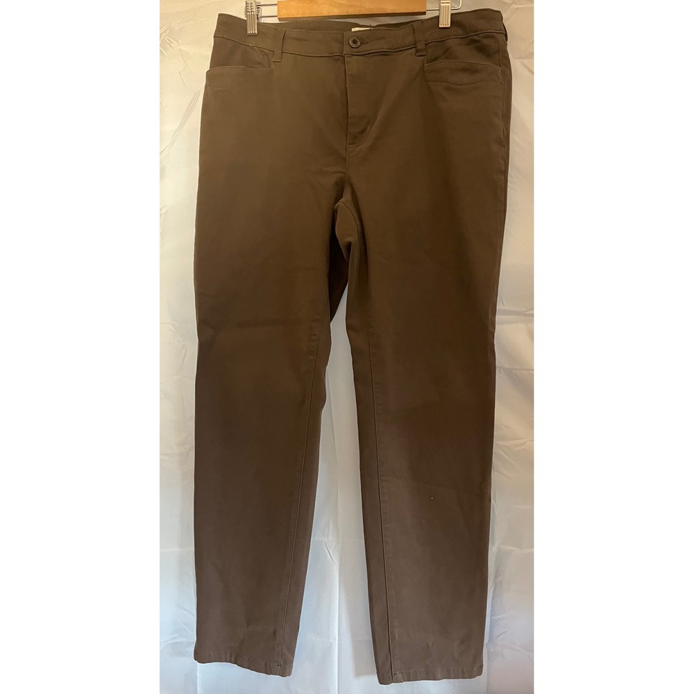 Orvis Womens Brown Chino Pants Size 14 Cotton Modal Stretch Straight Leg Trouser